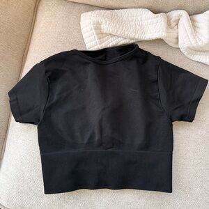 Black Ribbed Crop Top